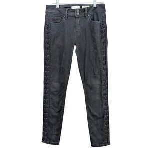 Indigo Rein Women's Side Lace Up Gothic Ankle Jeans Grunge Streetwear Black Sz 9